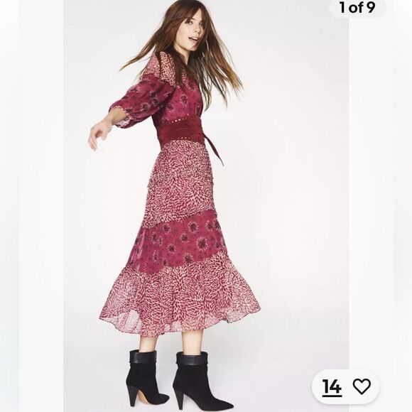 New ba&sh Gypsie Rose Dress Red Medium - Picture 1 of 16